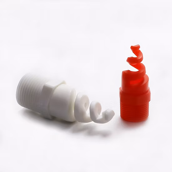 1/2 인치 플라스틱 PP 솔리드 풀 콘 노즐, 나선 스프레이 피그 테일 나선형 제트 노즐